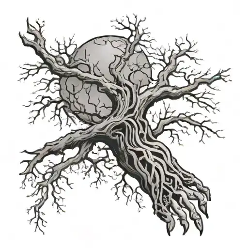 Hand Tattoo Viking Death Tree Branches