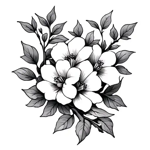 Flowers And Tiny Leaves On A Vine