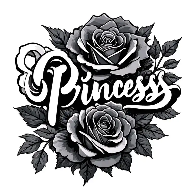 The Word Princess In Cursive Incorporated In Roses