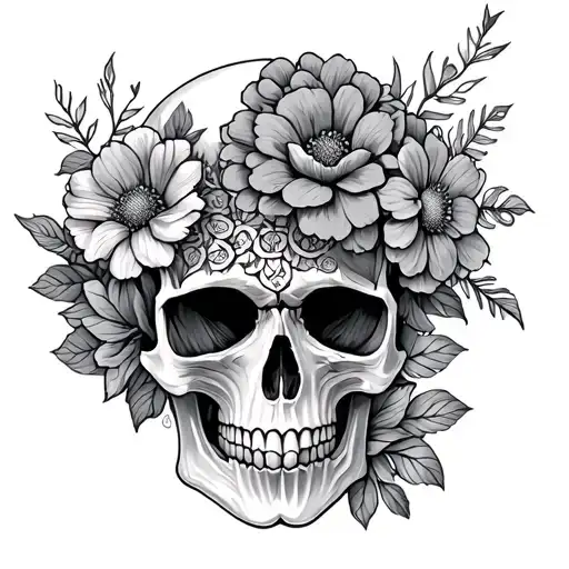 Skull Made Of Flowers