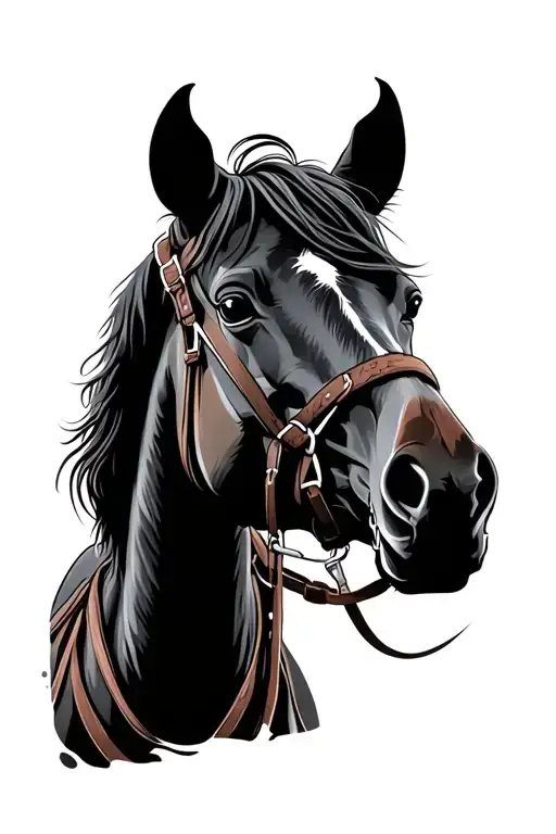 Cowboy Iding A Black Tough Looking Horse