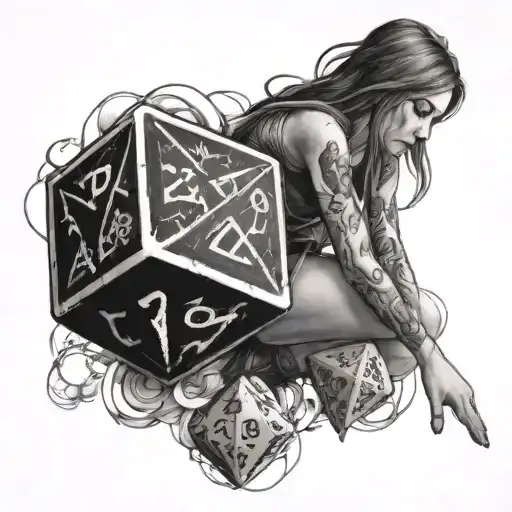 Girl Reaches For D20 Dice