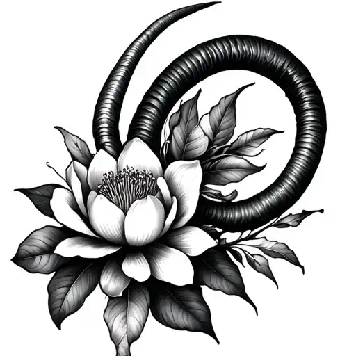 Capricorn And Magnolia Flower