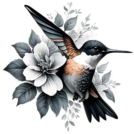 Hummingbird With Flowers
