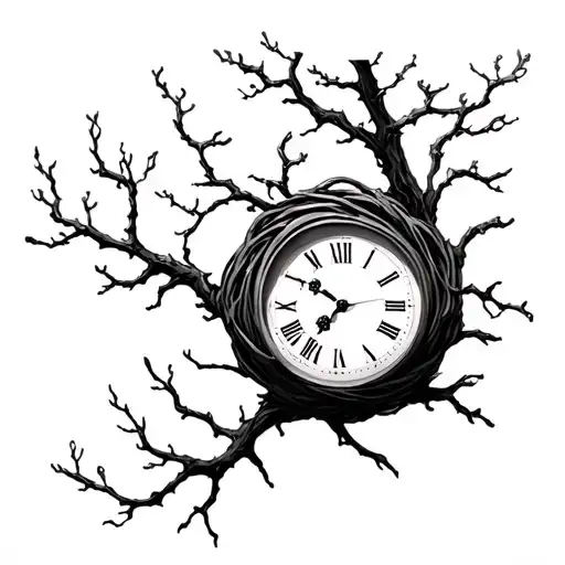 Clock Wrapped By Tree Branch