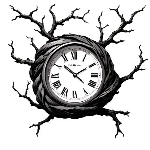 Clock Wrapped By Tree Branch