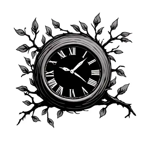 Clock Wrapped By Tree Branch