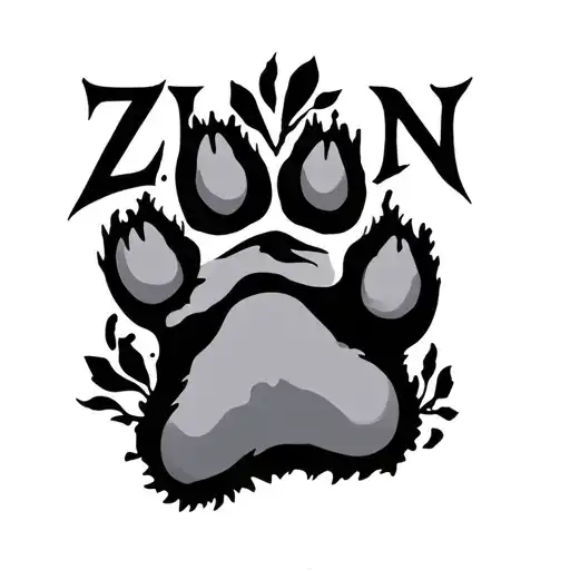 Lettring With The Name Zion Name Intertwined Within Dog Paw
