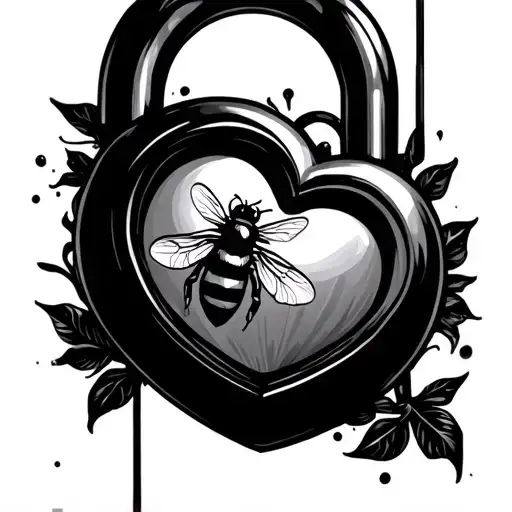 Bee Inside Heart Shaped Lock