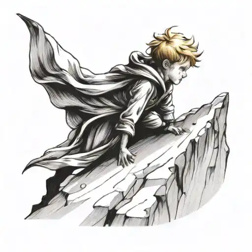 The Little Prince Who Climbs A Mountain With Sun