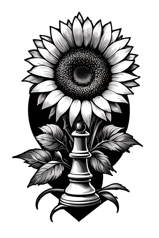 Sunflower Chess Rocket Tattoo Design