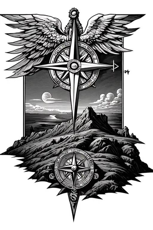 Compass Rose With Calvary Hill Include