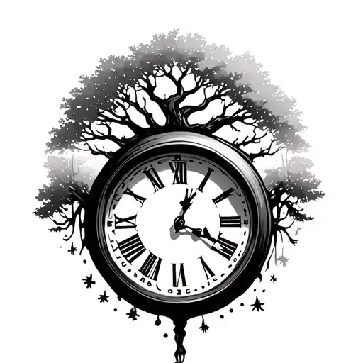 Clock And Trees Looking Through Lens