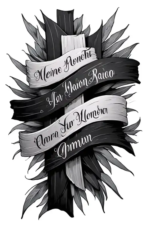 A Cross With 4 Names Written Across
