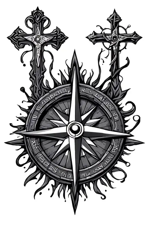 Compass Rose With Calvary Crosses Mixed