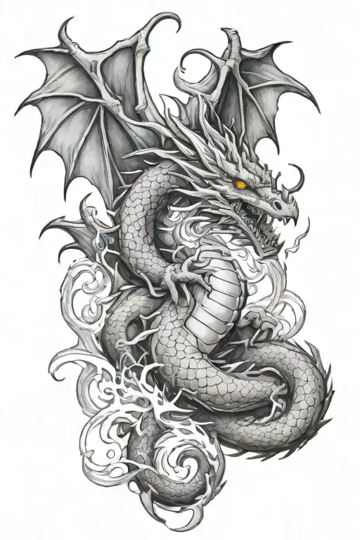 Dragon Breathing Fire Fighting Another Dragon Breathing Water