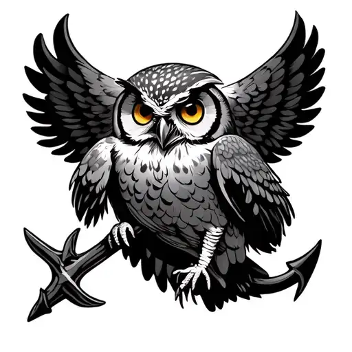 Owl Perched On Anchor