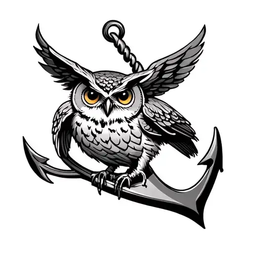 Owl Perched On Anchor