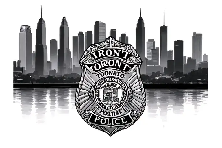 Toronto Sky Line With Toronto Police Badge Intertwined