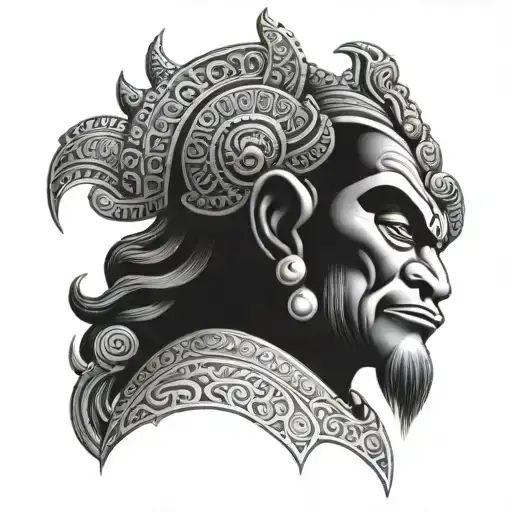 Hanuman With Thai Patterns Guarding Downtown Los Angeles