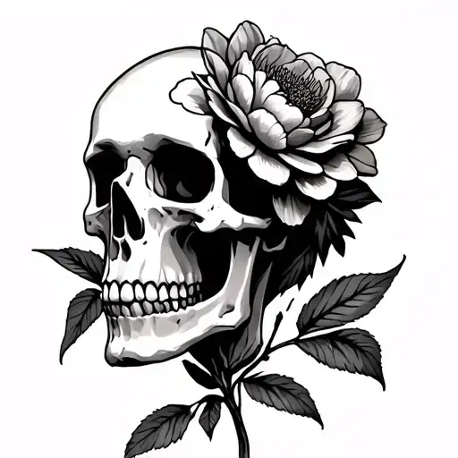 Bust Skeleton With A Wilted Flower