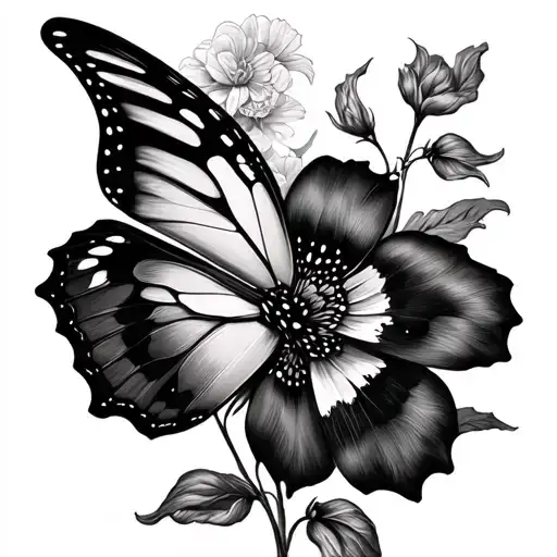 Half Butterfly Half Flower