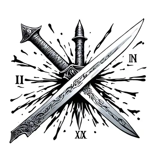 Roman Numeral Dates With Sword Going Through
