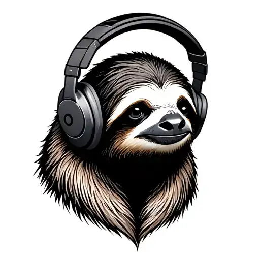 Sloth With Headphones Listening