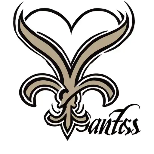 New Orleans Saints Logo Combined With Heart Shape Representing