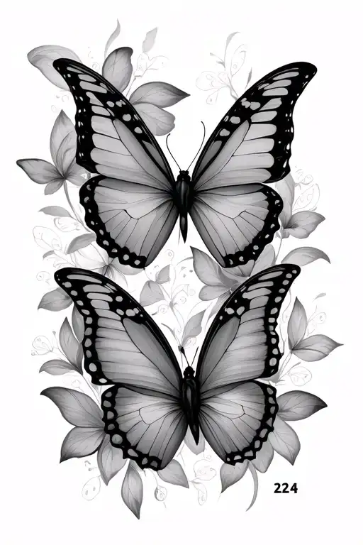 Butterflies With The Numbers 224