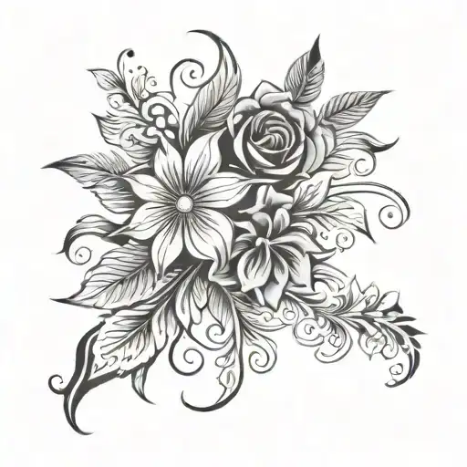 Thin Vertical Floral Ornament