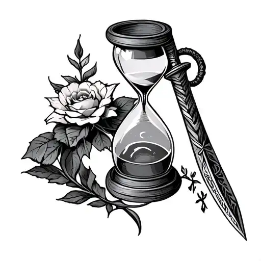 Hourglass Moment Mori Dagger American Traditional