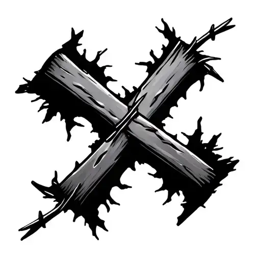 Cross With Barb Wire Rips The Flesh