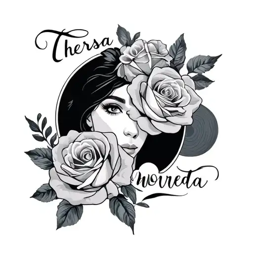 Name Theresa And Clouds And Roses Blooming