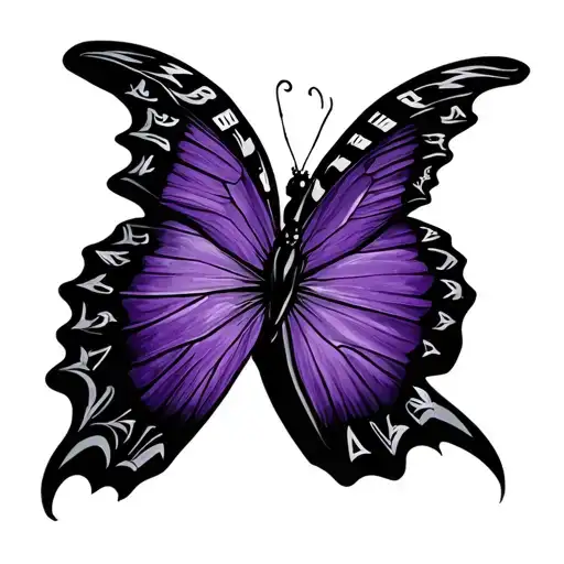 Roman Numerals And Purple Butterfly Perched