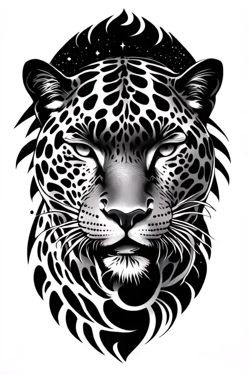 Real Jaguar Blenind With Galaxy Spirals And Waves For Inner Bicep Area