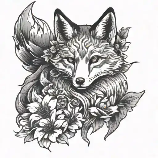 Kitsune With Flowers