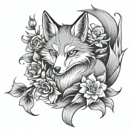 Kitsune With Flowers