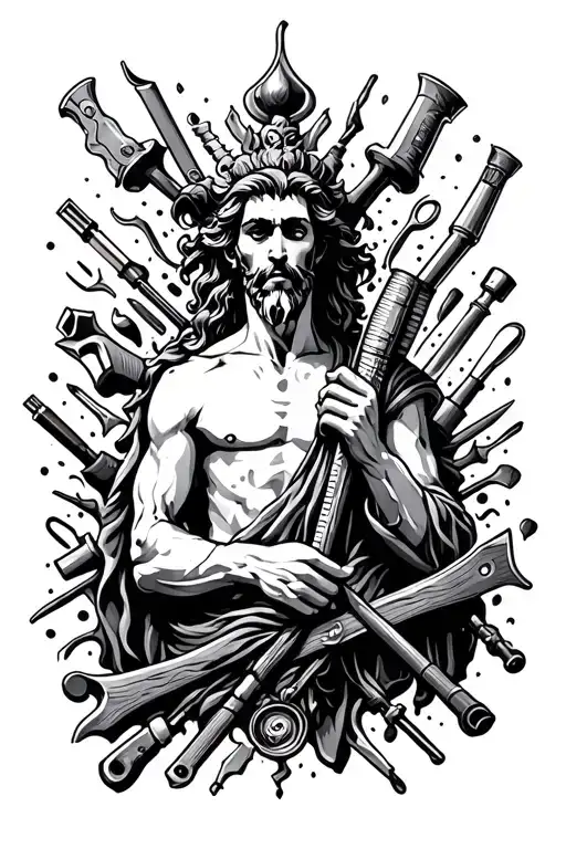 God And Shop Tools Scattered