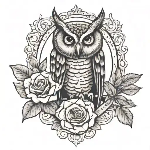 Owl Tarot Card Moth Roses