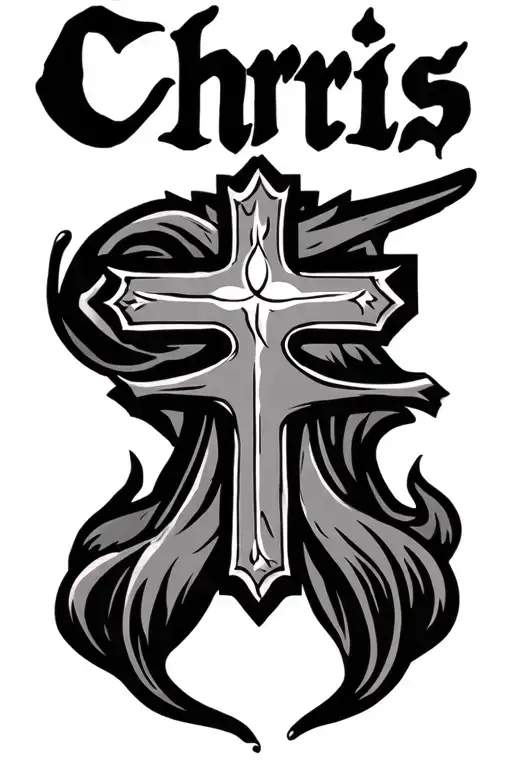 Word Chris With Cross Beside It