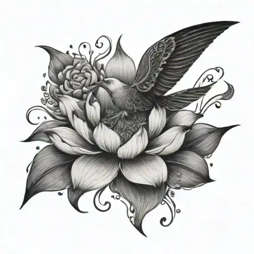 Palekh Lotus Flower With Flying Birds