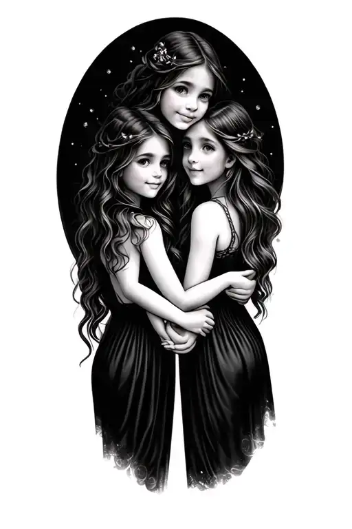 Tattoo About 3 Daughters Holding Hands