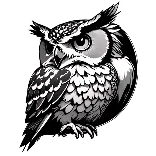 Owl With Skull Surrounded