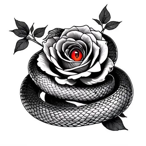 Snake Wrapped Tightly And Rose And Red Eyes Sleeve
