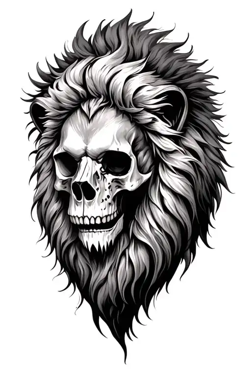 Skull Wearing Lion Skin Hood Realism Style