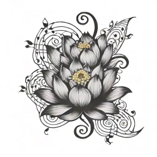 Lotus Flower With Music Notes Flowing