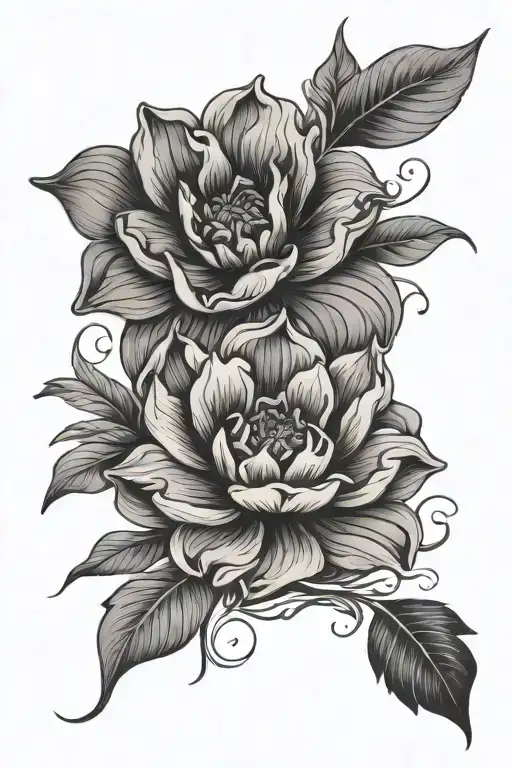 Flowing River And Camilla Flower Surrounded Simple
