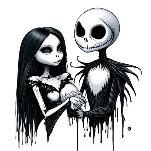 Jack Skellington And Sally Holding Hands