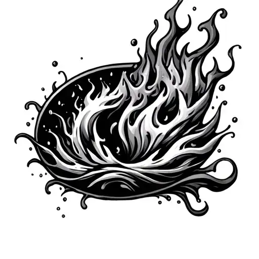 Water And Fire Pattern Emerging From A Oval-shaped Figure